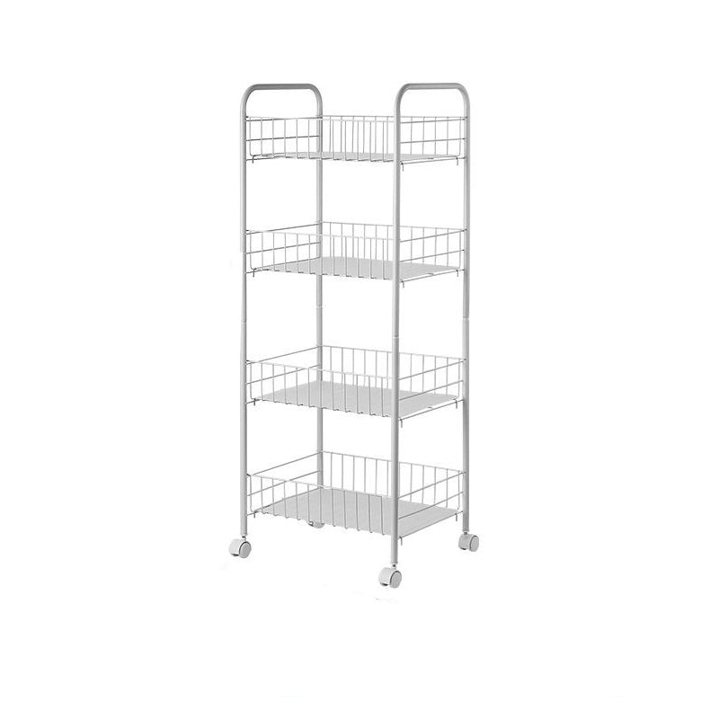 Industrial Iron Etagere Bookshelf Open Vertical Bookshelf with Caster Wheels