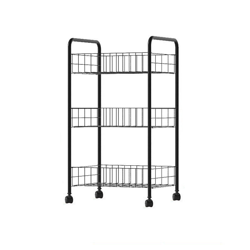 Industrial Iron Etagere Bookshelf Open Vertical Bookshelf with Caster Wheels