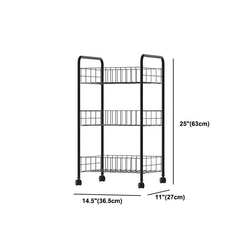 Industrial Iron Etagere Bookshelf Open Vertical Bookshelf with Caster Wheels