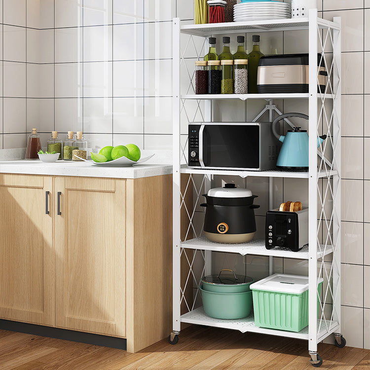 Industrial Folding Etagere Bookshelf Metal Open Bookshelf with Caster Wheels