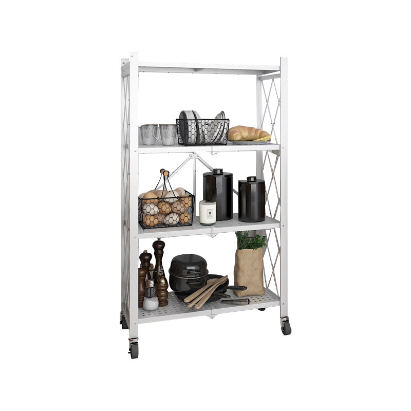 Industrial Folding Etagere Bookshelf Metal Open Bookshelf with Caster Wheels