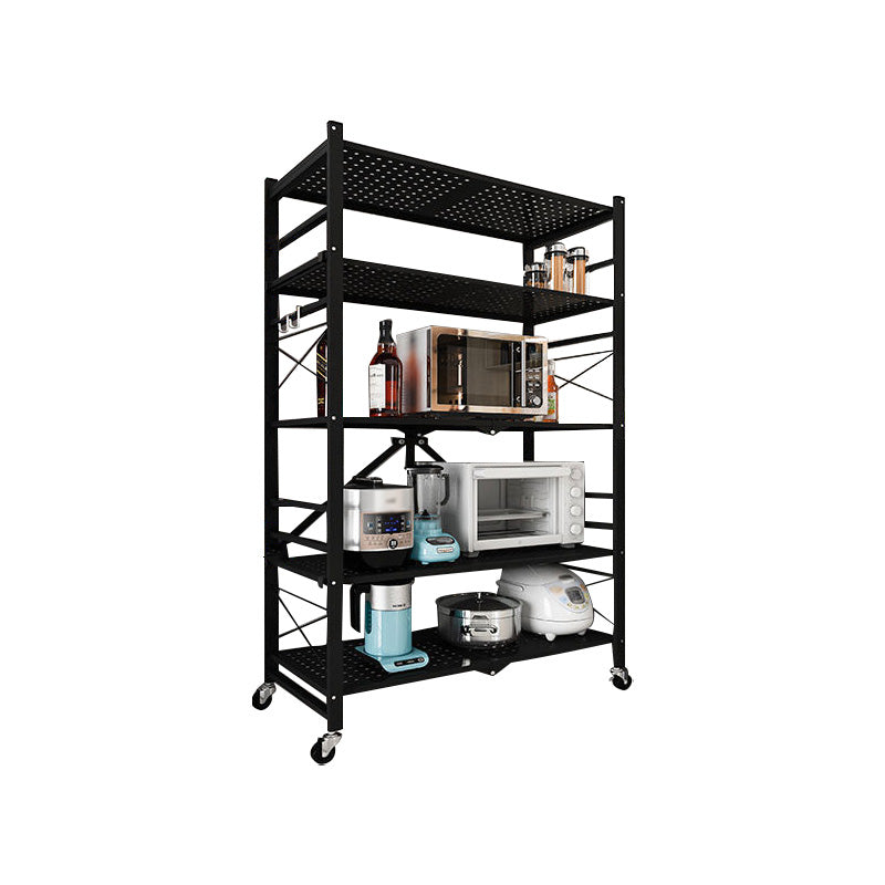 Industrial Folding Etagere Bookshelf Metal Open Bookshelf with Caster Wheels
