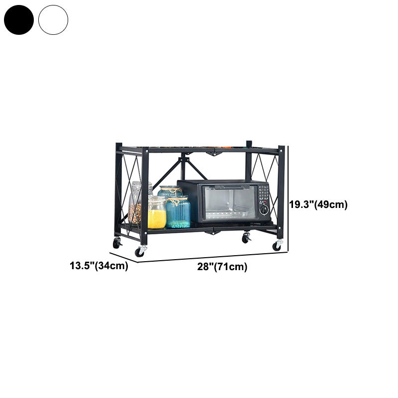 Industrial Folding Etagere Bookshelf Metal Open Bookshelf with Caster Wheels