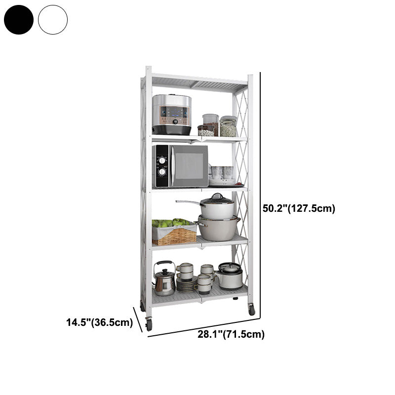 Industrial Folding Etagere Bookshelf Metal Open Bookshelf with Caster Wheels
