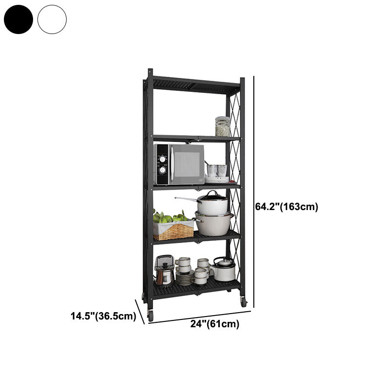 Industrial Folding Etagere Bookshelf Metal Open Bookshelf with Caster Wheels