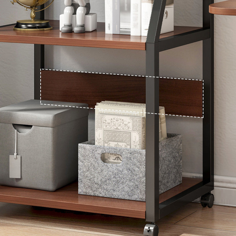 Industrial Etagere Bookshelf Steel Frame Manufactured Wood Shelf with Caster Wheels