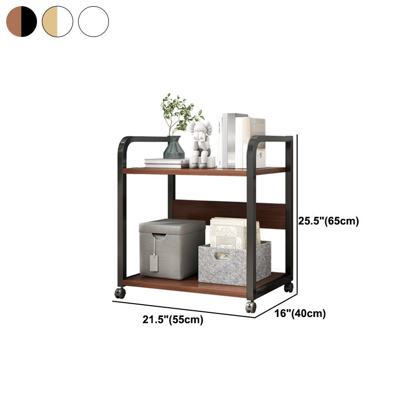 Industrial Etagere Bookshelf Steel Frame Manufactured Wood Shelf with Caster Wheels