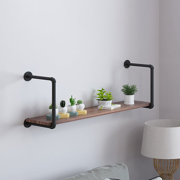 Wall Mounted Bookshelf Industrial Style Solid Wood Bookcase for Home Office