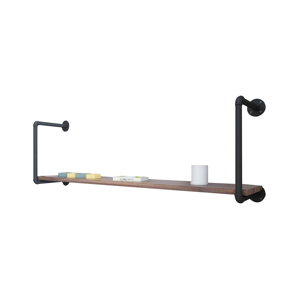 Wall Mounted Bookshelf Industrial Style Solid Wood Bookcase for Home Office