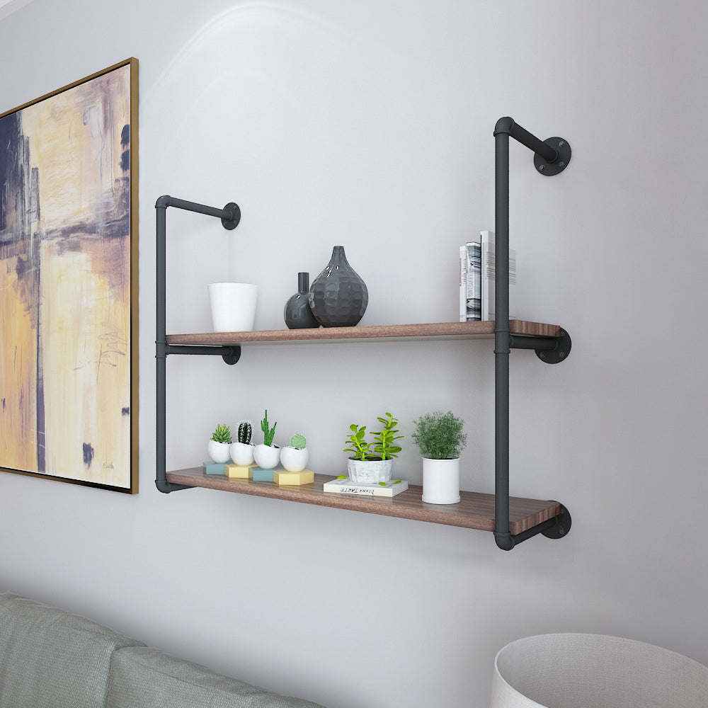 Wall Mounted Bookshelf Industrial Style Solid Wood Bookcase for Home Office