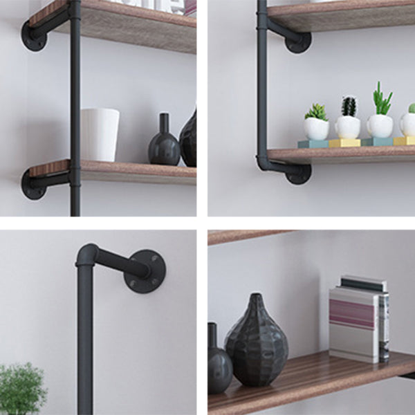 Wall Mounted Bookshelf Industrial Style Solid Wood Bookcase for Home Office