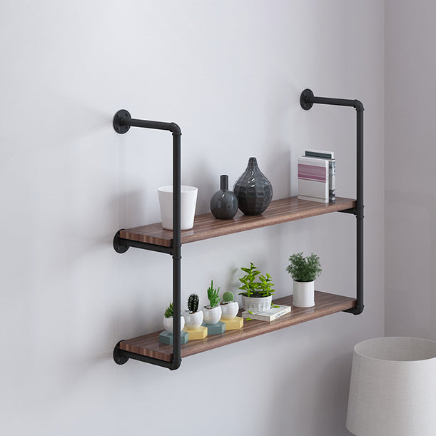 Wall Mounted Bookshelf Industrial Style Solid Wood Bookcase for Home Office