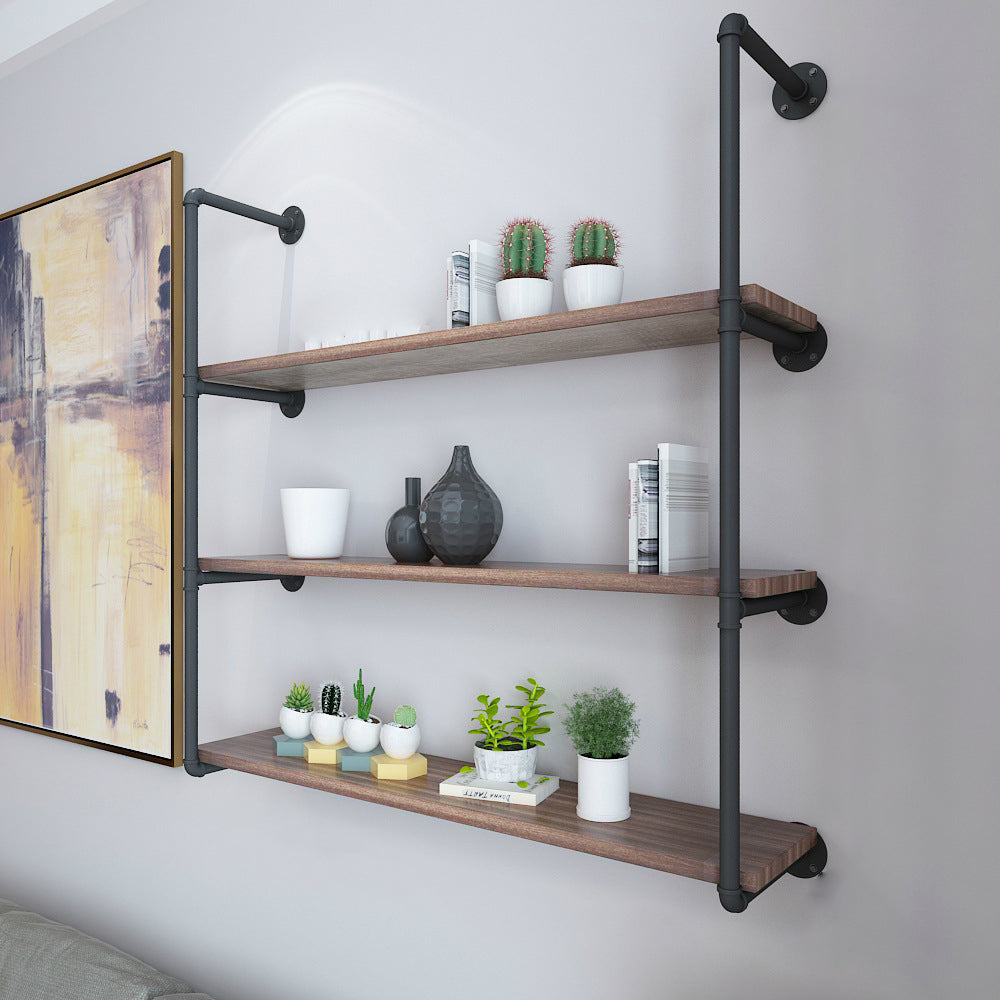 Wall Mounted Bookshelf Industrial Style Solid Wood Bookcase for Home Office