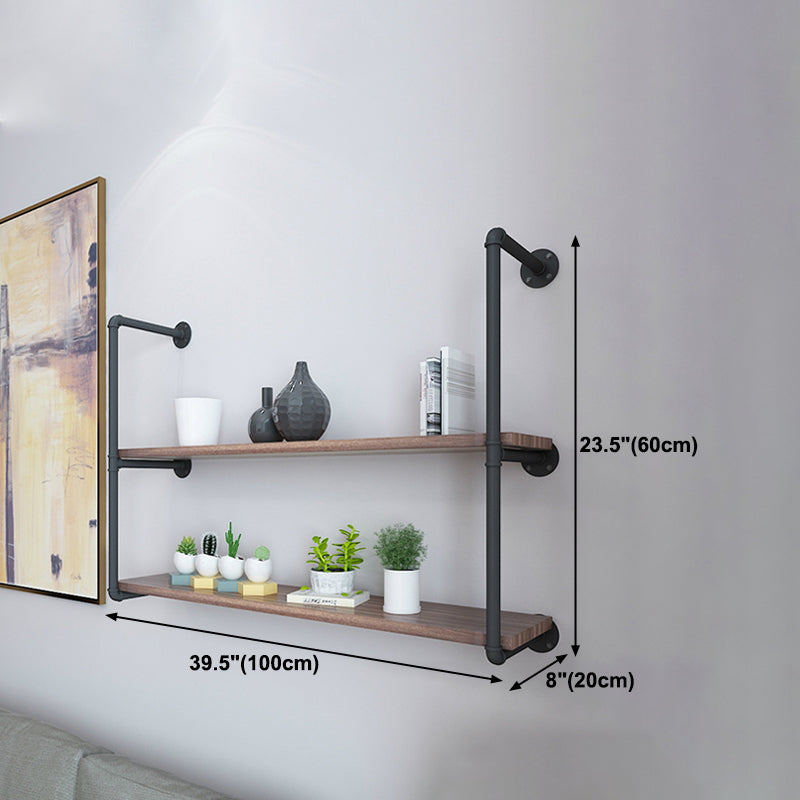Wall Mounted Bookshelf Industrial Style Solid Wood Bookcase for Home Office