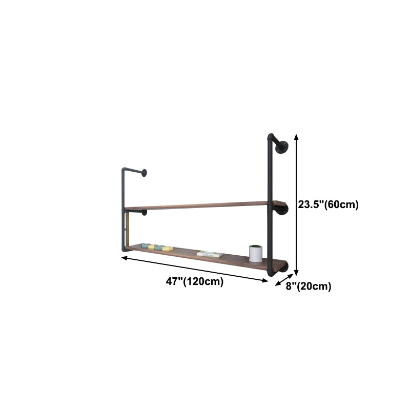 Wall Mounted Bookshelf Industrial Style Solid Wood Bookcase for Home Office