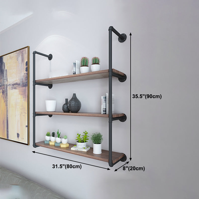Wall Mounted Bookshelf Industrial Style Solid Wood Bookcase for Home Office