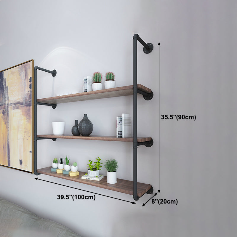 Wall Mounted Bookshelf Industrial Style Solid Wood Bookcase for Home Office