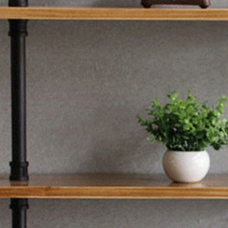 Wandeinheit und Etagere Bücherregal Industrial Black Eisenrahmen und Kiefernholzregal