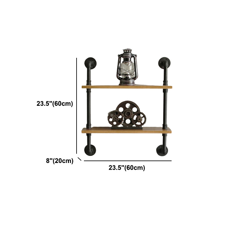 Wandeinheit und Etagere Bücherregal Industrial Black Eisenrahmen und Kiefernholzregal