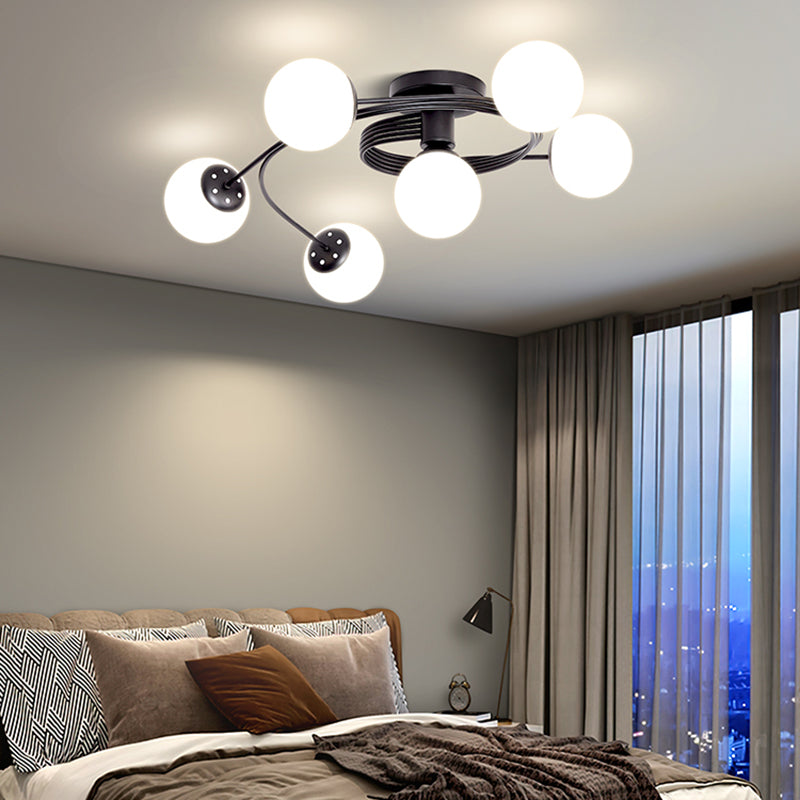 Lámpara de techo de montaje de montura de vidrio simplicidad redonda de semi rascilla luz de techo