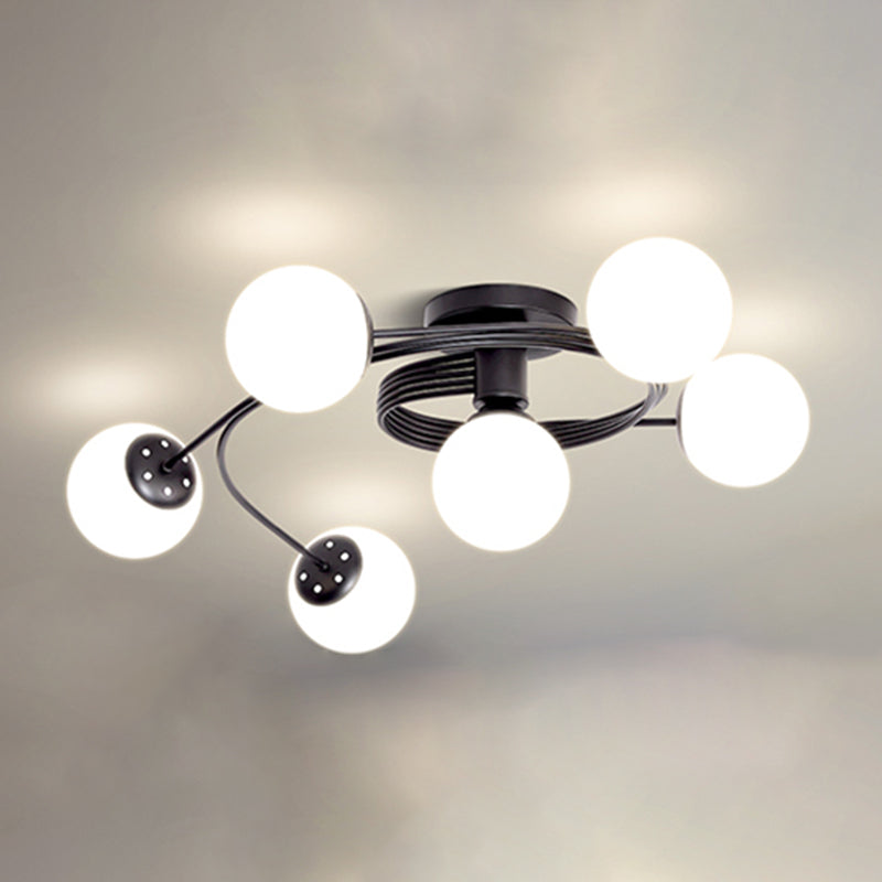 Lámpara de techo de montaje de montura de vidrio simplicidad redonda de semi rascilla luz de techo