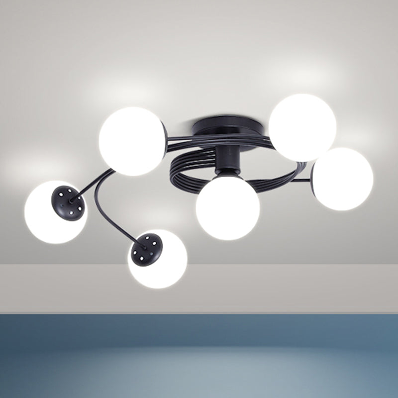 Lámpara de techo de montaje de montura de vidrio simplicidad redonda de semi rascilla luz de techo