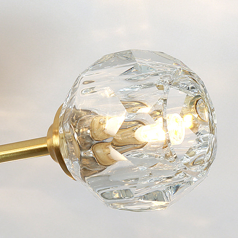 Contemporary Globe Flush Light Crystal Flush Mount Ceiling Fixture in Gold