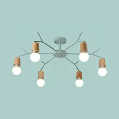 Branch Shape Living Room Chandelier Metal Multi Heads Nordic Stylish Pendant Light