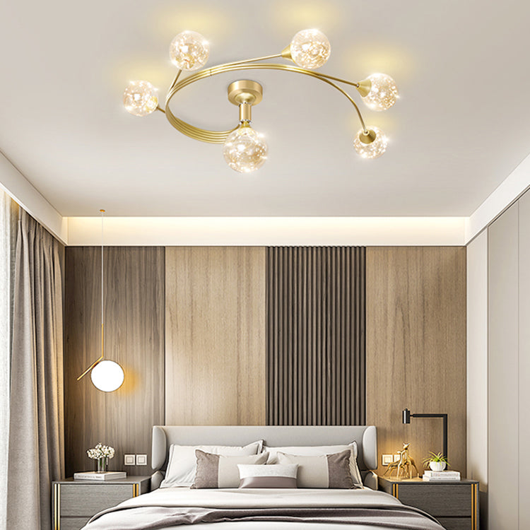 Lámpara de techo esférica múltiple iluminación de techo de vidrio de estilo moderno para dormitorio