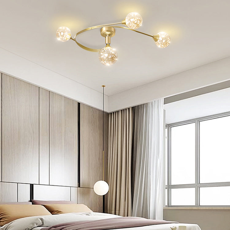 Lámpara de techo esférica múltiple iluminación de techo de vidrio de estilo moderno para dormitorio