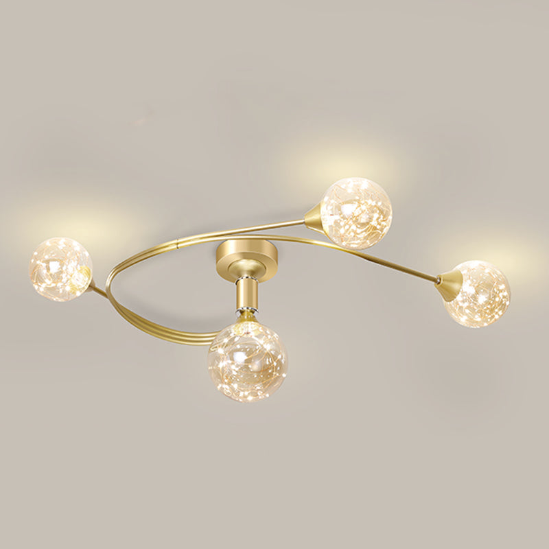Lámpara de techo esférica múltiple iluminación de techo de vidrio de estilo moderno para dormitorio