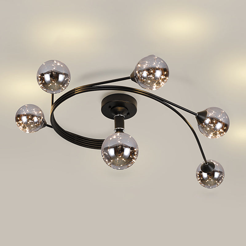 Lámpara de techo esférica múltiple iluminación de techo de vidrio de estilo moderno para dormitorio