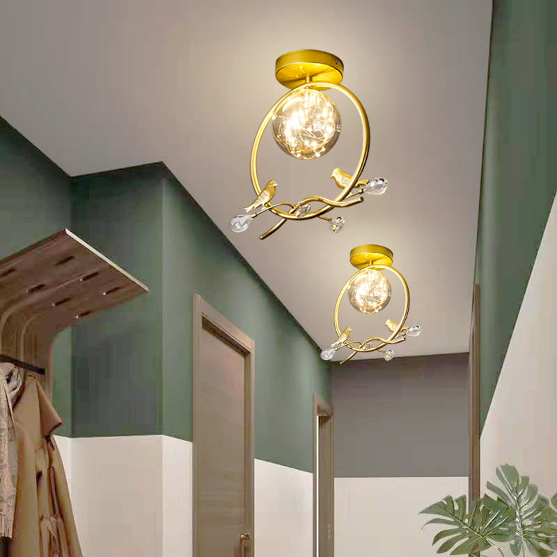 1 Light Spherical Ceiling Lamp Modern Style Glass Ceiling Lighting for Living Room