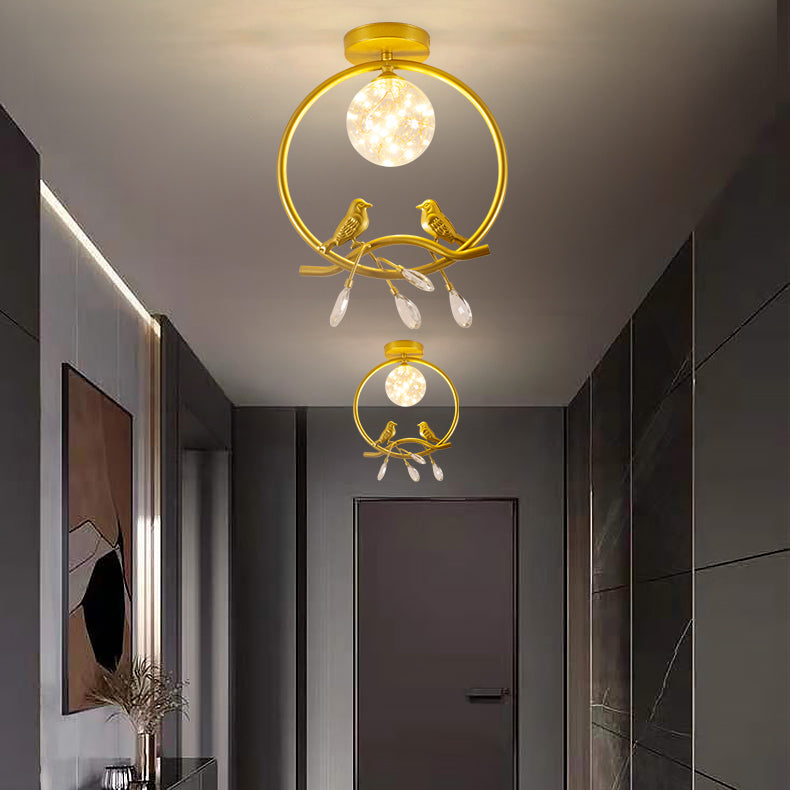 1 Light Spherical Ceiling Lamp Modern Style Glass Ceiling Lighting for Living Room