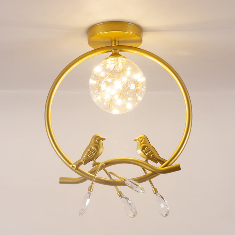 1 Light Spherical Ceiling Lamp Modern Style Glass Ceiling Lighting for Living Room