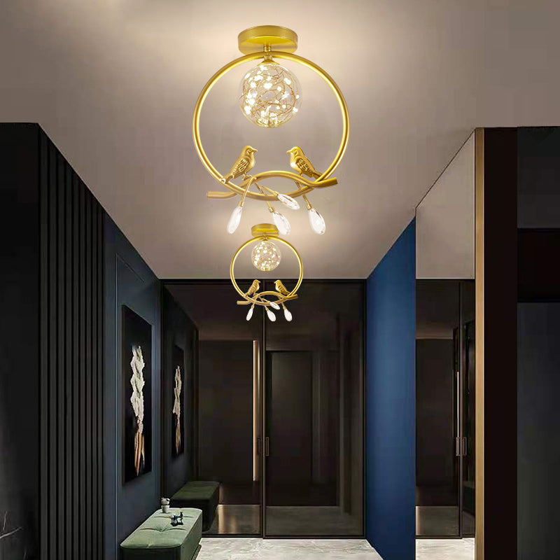1 Light Spherical Ceiling Lamp Modern Style Glass Ceiling Lighting for Living Room