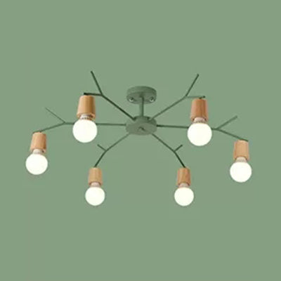 Branch Shape Living Room Chandelier Metal Multi Heads Nordic Stylish Pendant Light