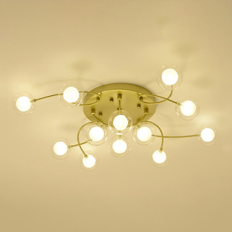 Lámpara de techo de múltiples luz iluminación de techo de vidrio de estilo moderno para sala de estar