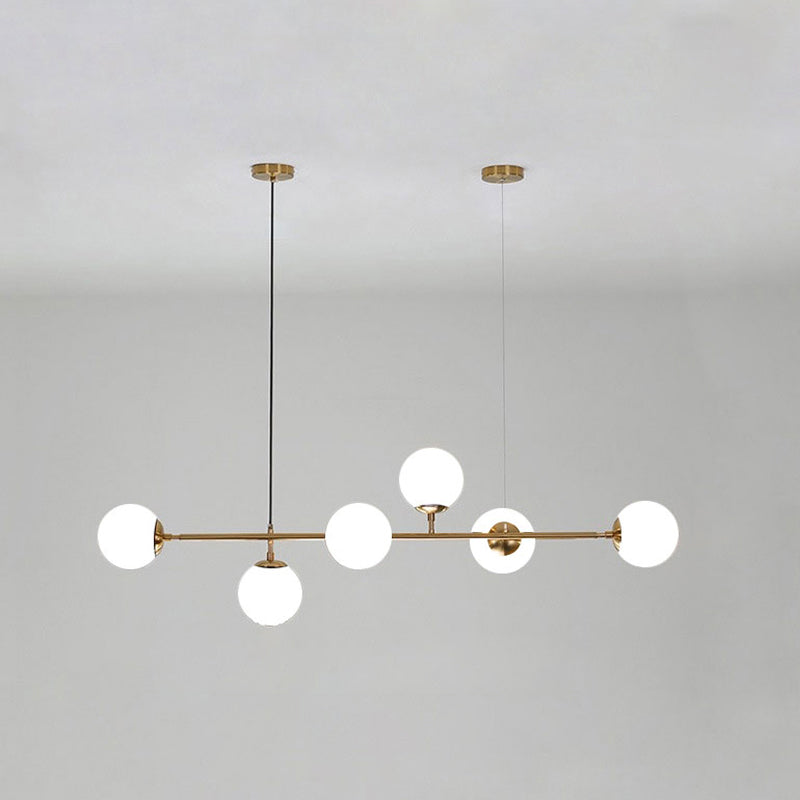 Nordic Glass Island Light 47,5 "Ciondolo isola 6 luci per il ristorante