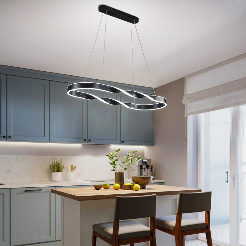 Éclairage d'île en métal moderne en forme d'île de forme linéaire