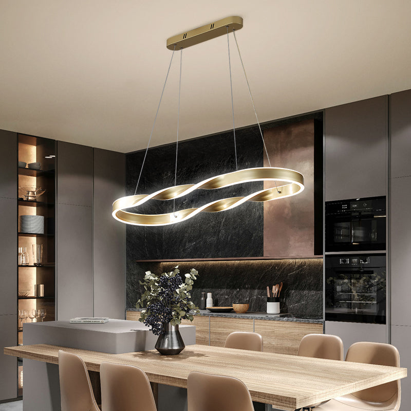 Éclairage d'île en métal moderne en forme d'île de forme linéaire