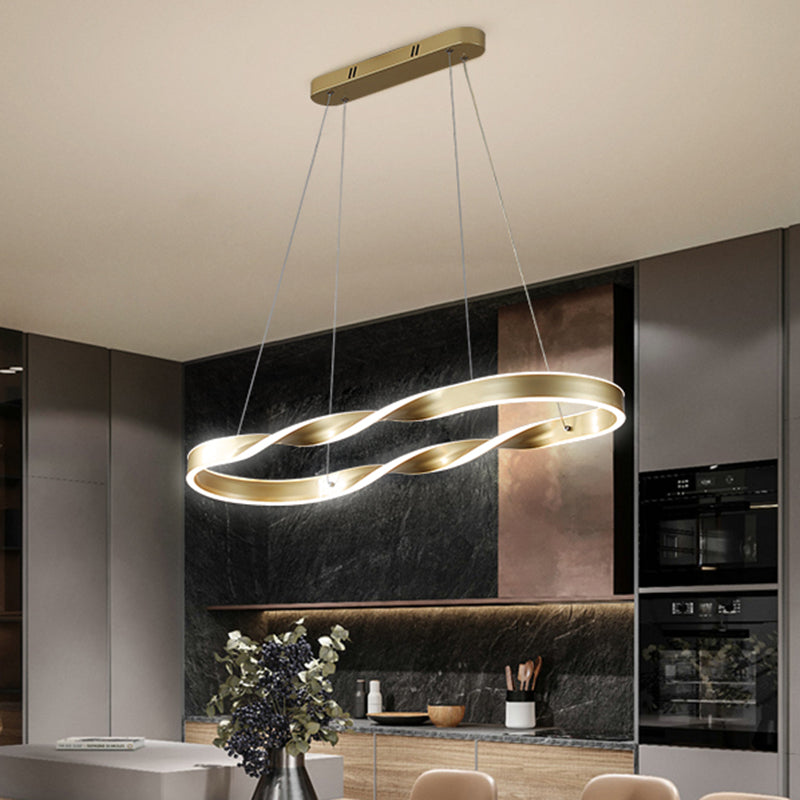 Éclairage d'île en métal moderne en forme d'île de forme linéaire