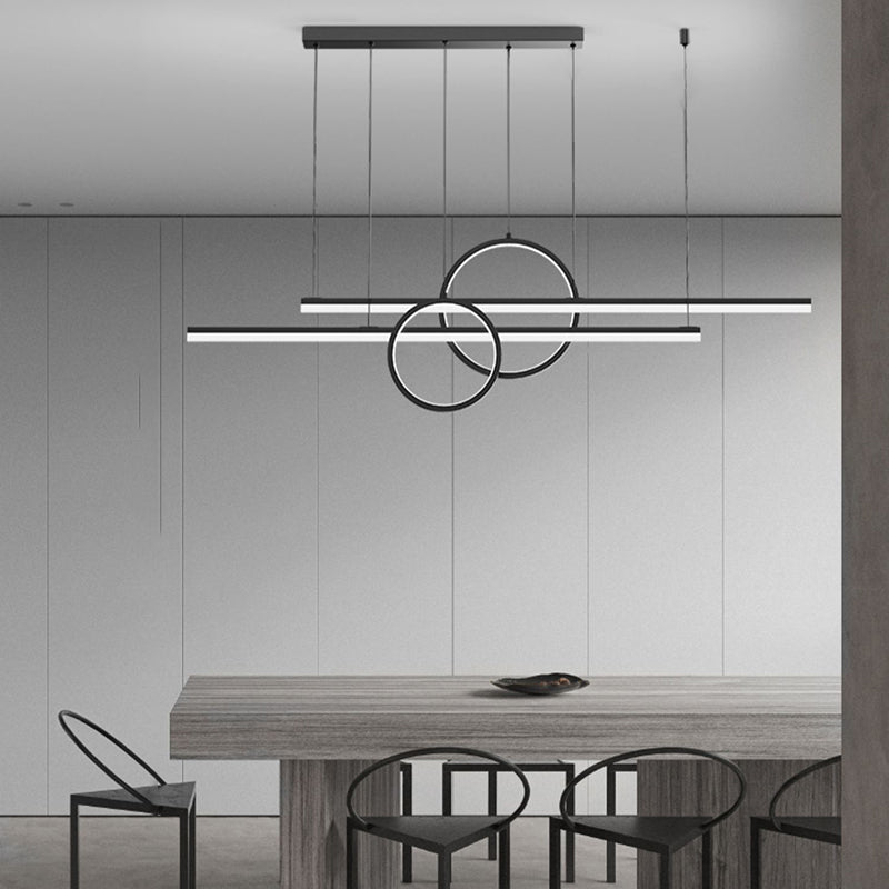 Luci da isola a forma lineare Modern MEDICE METAL INSLAGE A 4 LIGHT LIGHTINI IN NERO