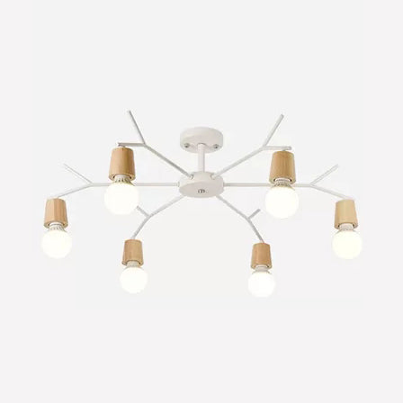 Branch Shape Living Room Chandelier Metal Multi Heads Nordic Stylish Pendant Light