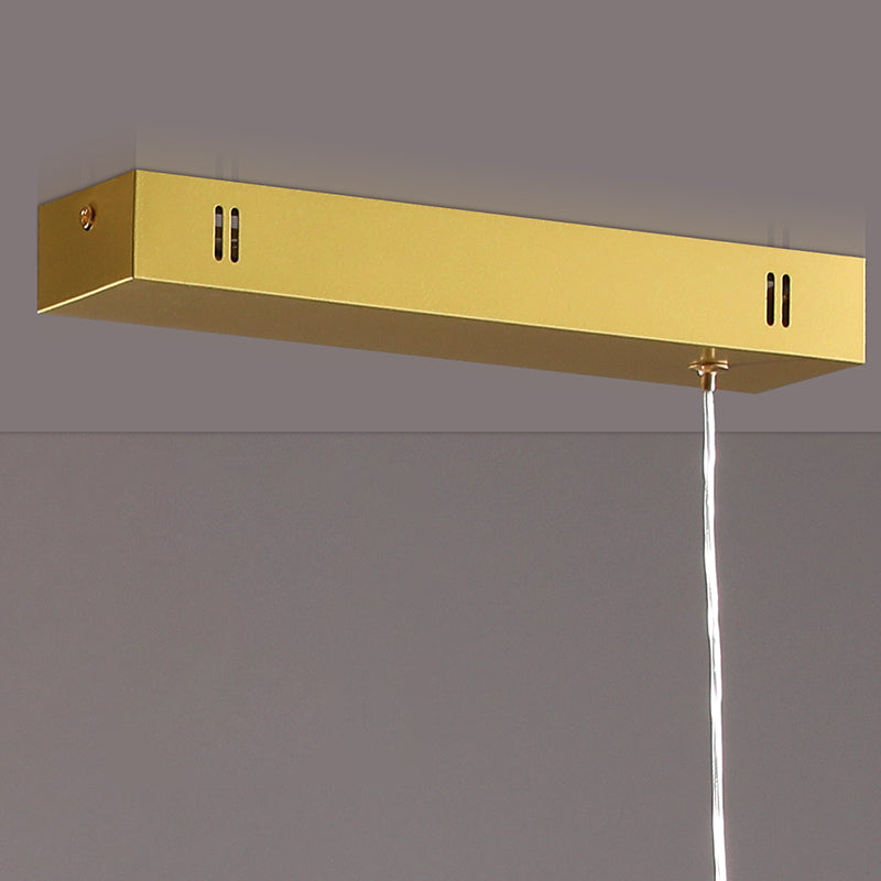 Moderner Stil Linearer Form Island Light Metal 1 Licht anheizt Pendellicht in Gold