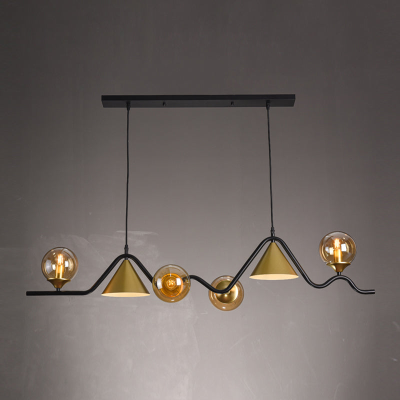 Nordic Glass Island Light Geometric 6 Lights Island Anhänger für Wohnzimmer