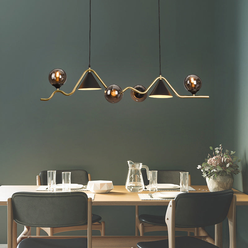 Nordic Glass Island Light Geometric 6 Lights Island Anhänger für Wohnzimmer