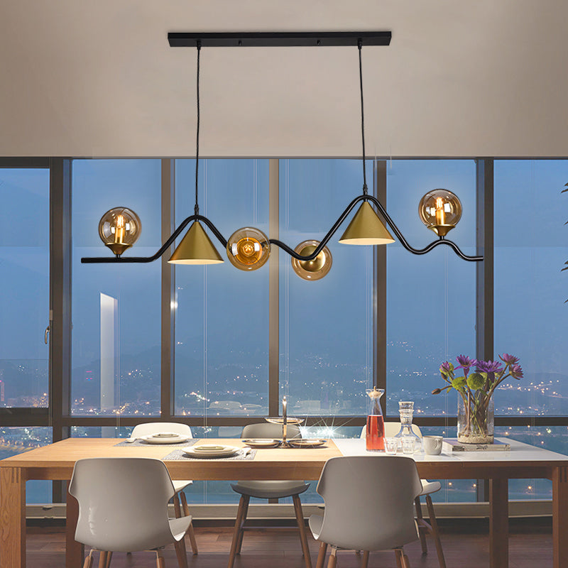 Nordic Glass Island Light Geometric 6 Lights Island Anhänger für Wohnzimmer