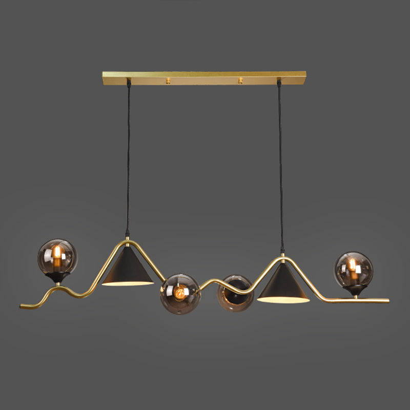 Nordic Glass Island Light Geometric 6 Lights Island Anhänger für Wohnzimmer