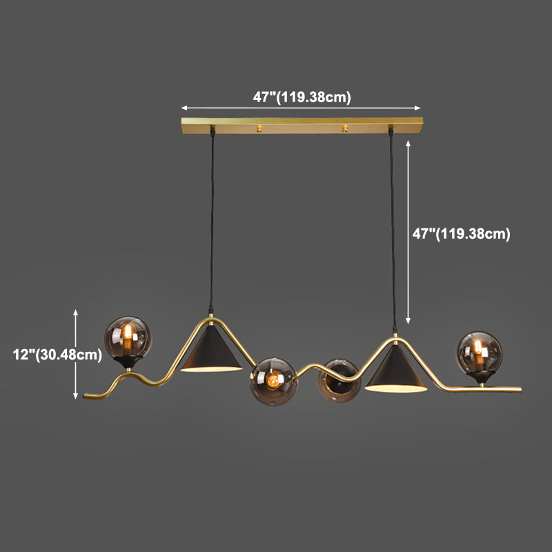 Nordic Glass Island Light Geometric 6 Lights Island Anhänger für Wohnzimmer
